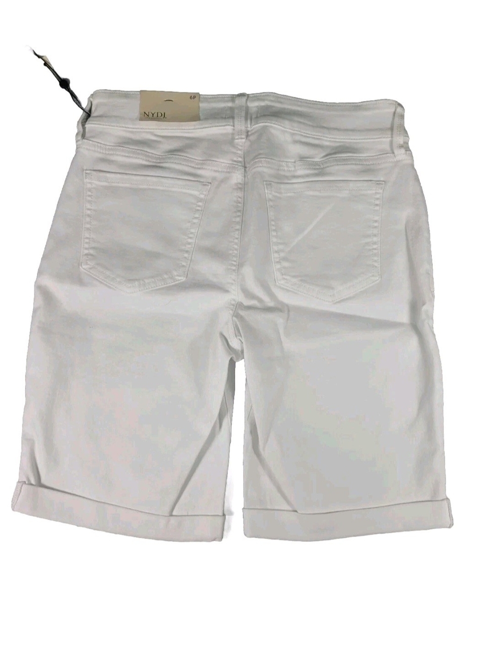 Nydj  Womens  size 6P Petite  Shorts optic white bermuda cuffed Stretch NWT 04 - Picture 3 of 10